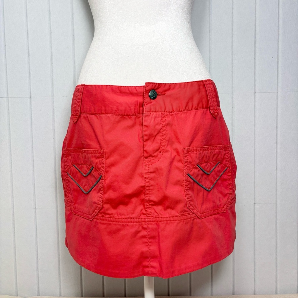 Diesel Vintage Y2K Retro Red Cotton Fabric Mini Skirt Size 32